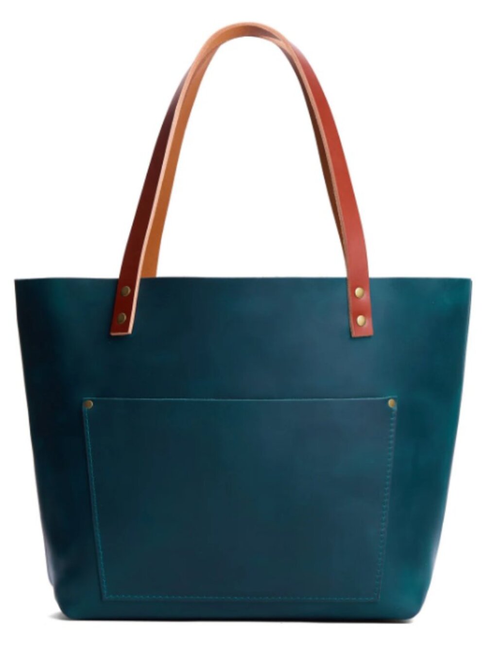 Portland Leather Goods Classic (Open Top) Leather Tote, Westward Blue size large - Picture 3 of 11